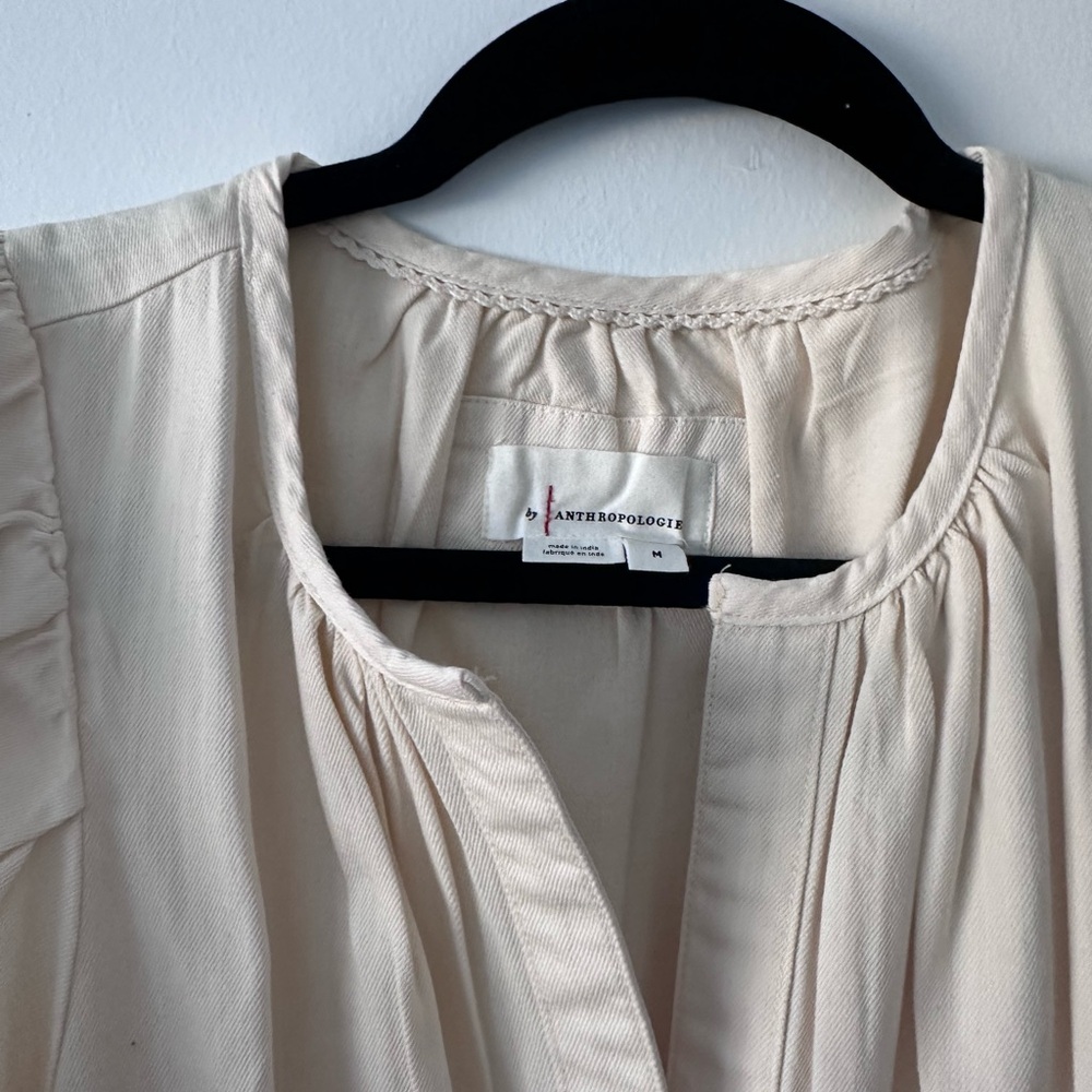Anthropologie Cream Dress with Pleated Details - Picture 3 of 3